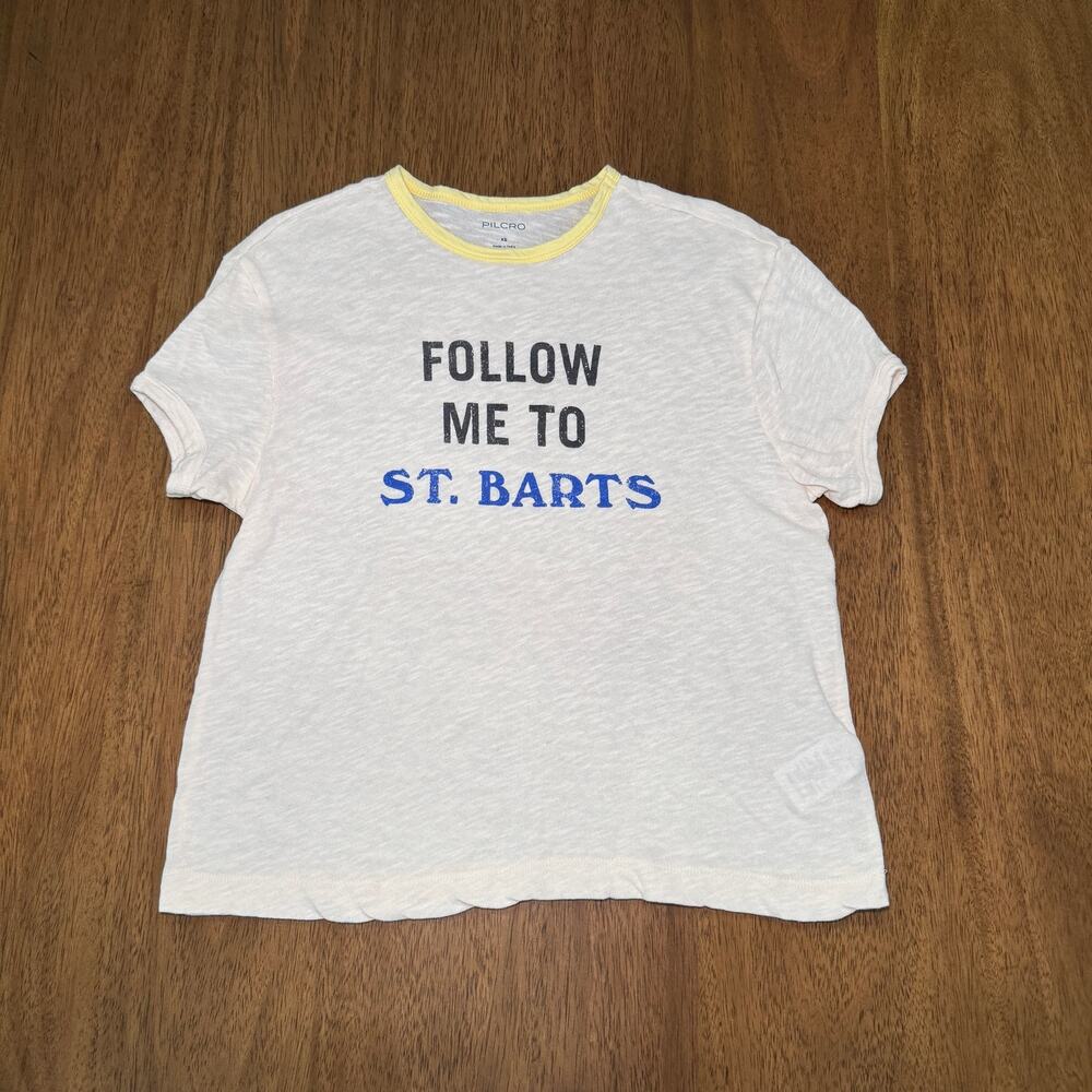Anthropologie Pilcro Follow Me To St Barts Graphic Ringer Tee XS - Oversized